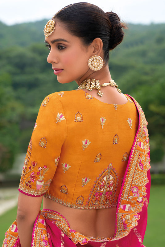 Coral Orange Heavy Embroidered Bridal Lehenga Choli