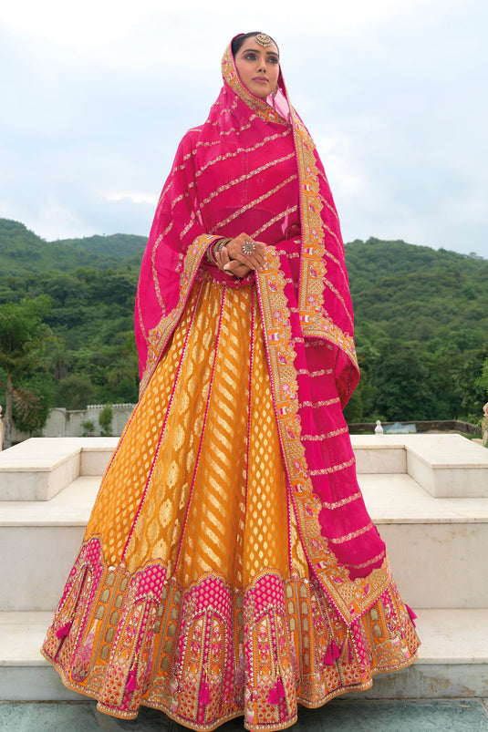 Coral Orange Heavy Embroidered Bridal Lehenga Choli