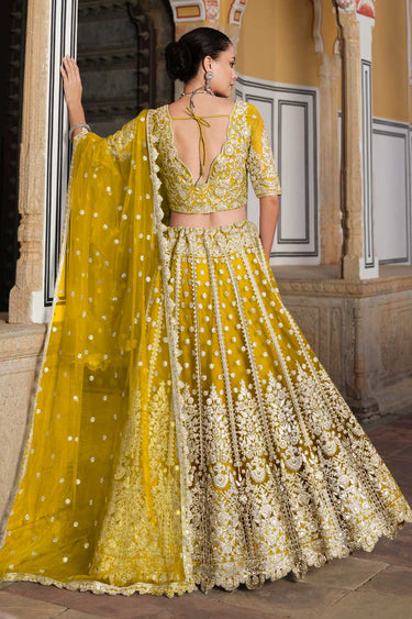 Trendy Embroidered Yellow Color Net Fabric Lehenga Choli