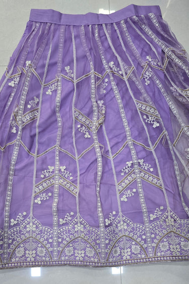 Net Fabric Lavender Color Sangeet Wear Lehenga Choli