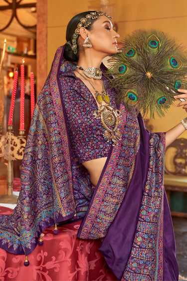 Art Silk Purple Printed Sangeet Wear Saree