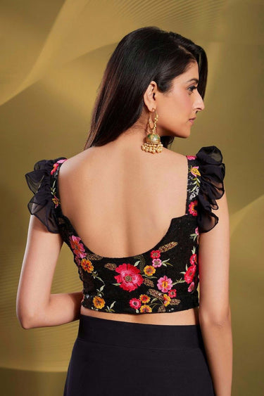 Georgette Function Wear Readymade Lehenga Choli In Black Color