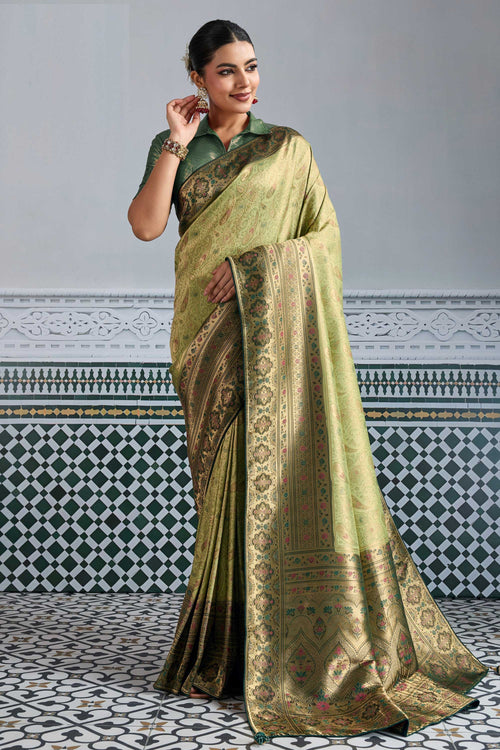 Sea Green Kanjivaram Silk Weaving Work Saree