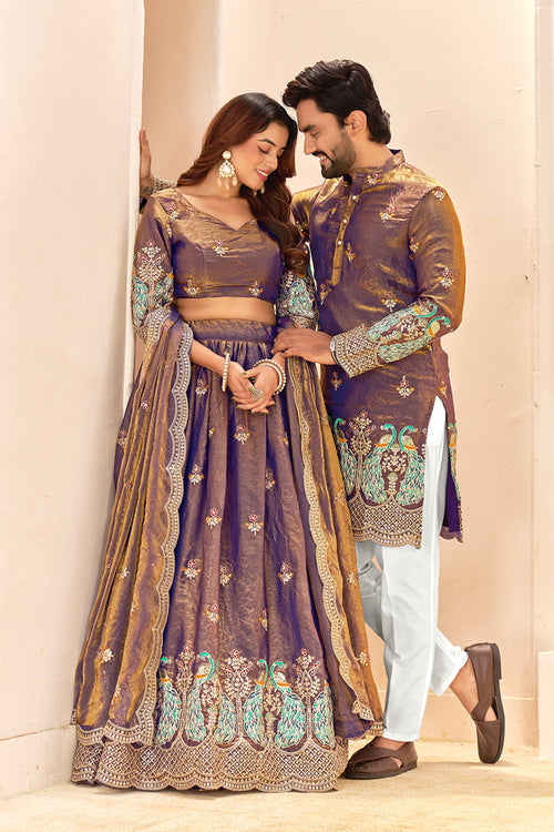 Embroidered Purple Art Silk Fabric Lehenga Choli