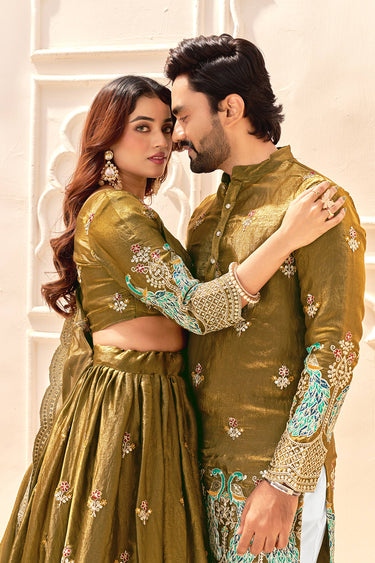 Art Silk Fabric Olive Lehenga Choli