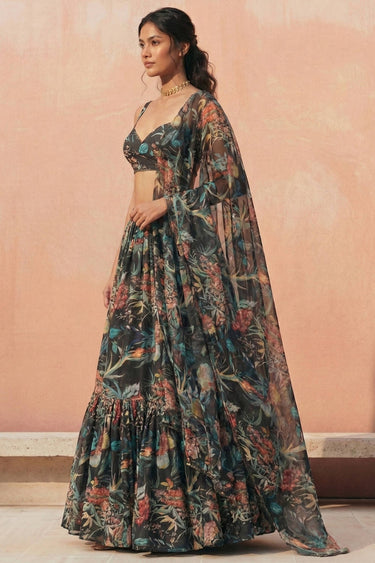 Georgette Printed Black Function Wear Readymade Lehenga Choli