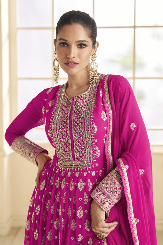 Vartika Singh Tempting Georgette Magenta Color Function Wear Anarkali Suit