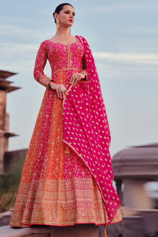 Function special Rani Color Readymade Georgette Anarkali Suit