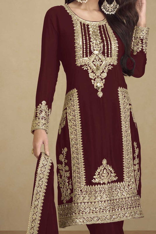 Maroon Color Inventive Georgette Salwar Suit