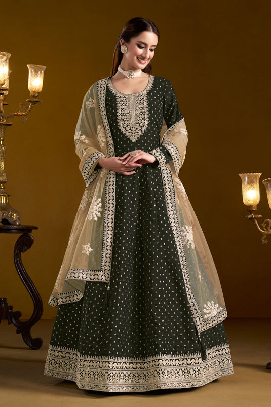 Chanderi Fabric Anarkali Salwar Suit