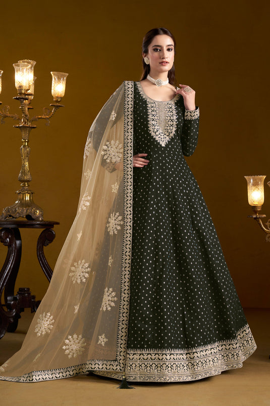 Chanderi Fabric Anarkali Salwar Suit