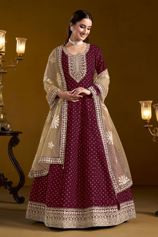 Maroon Color Anarkali Salwar Suit