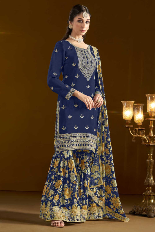 Chinon Fabric Rani Color Function Wear Trendy Sharara Suit