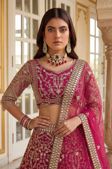 Stunning Rani Traditional Sangeet Function Designer Net Lehenga Choli