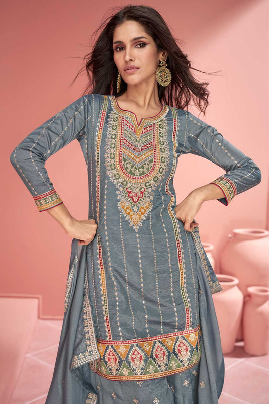 Vartika Singh Grey Color Beatific Readymade Palazzo Suit