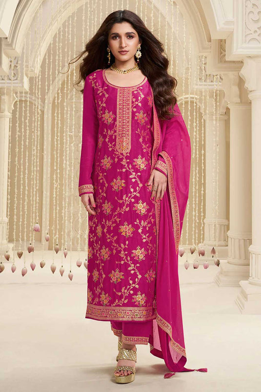 Nidhi shah Rani Color Viscose Fabric Tempting Salwar Suit