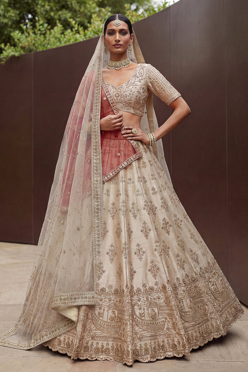 Elegant Off White Traditional Bridal Look Designer Lehenga Choli