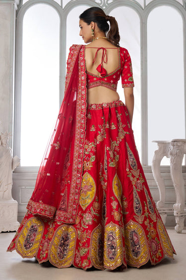 Royal Red Bridal Look Lehenga With Heavy Embellished Blouse