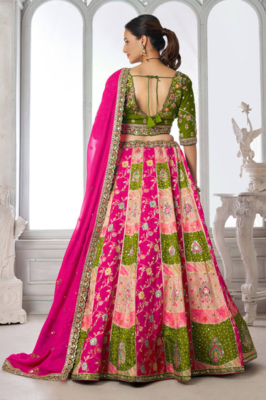 Fancy Green Chinon Embroidered Traditional Wedding Lehenga Choli