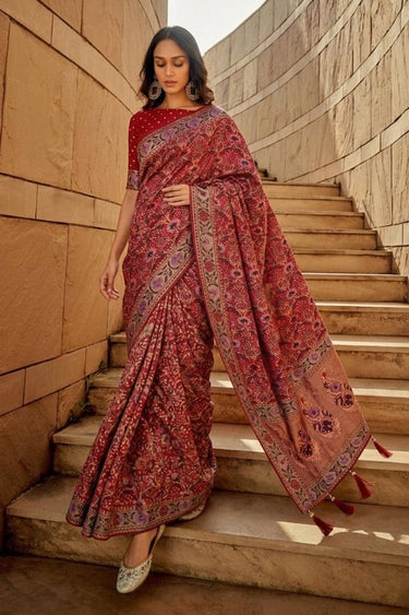 Maroon Soft Khadi Georgette Bandhani Saree