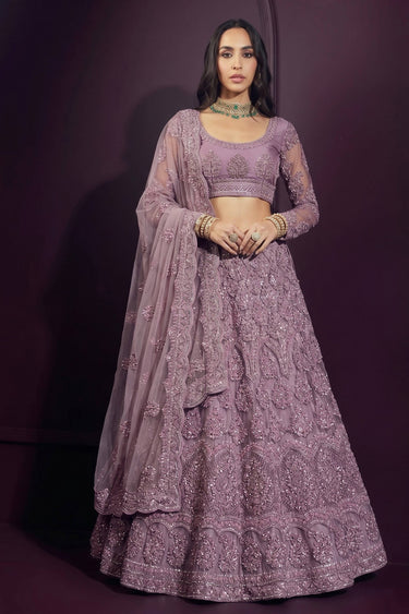 Premium Purple Heavy Embroidery Wedding Lehenga Choli