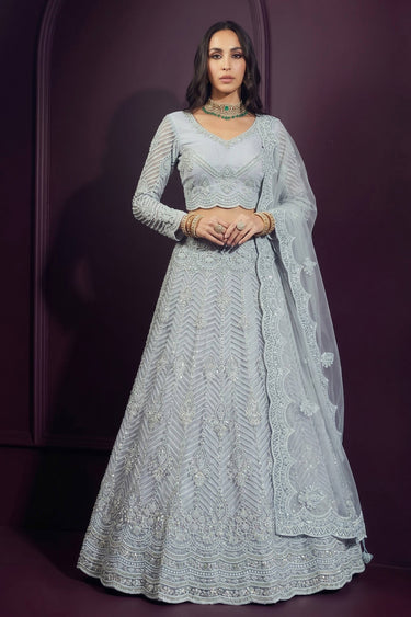 Royal Light Cyan Wedding Wear Lehenga Choli Collection