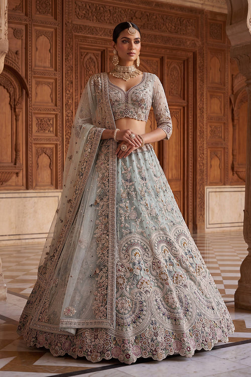 Designer Embroidered Sangeet Function Sky Blue Lehenga Choli