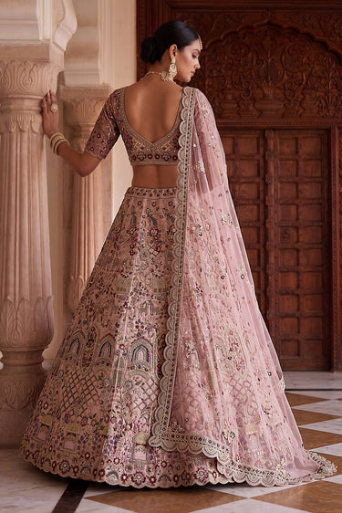 Pink Luxury Silk Sangeet Wear Lehenga Choli