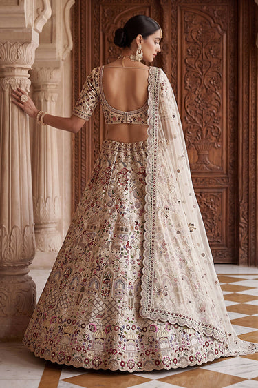 Premium Beige Heavy Embroidery Sangeet Function Lehenga Choli