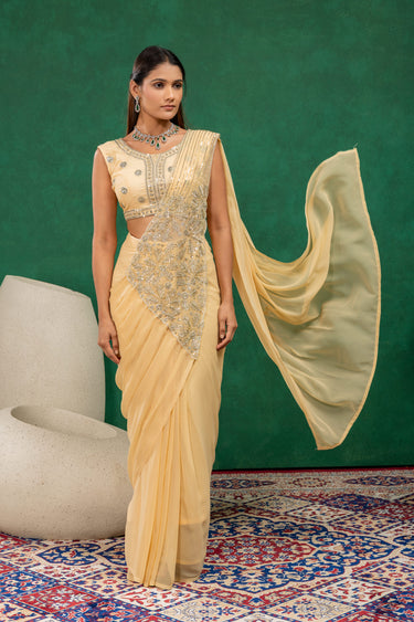 Designer Sequins Work Party Wear Pre Stitched Sarees With Jacket