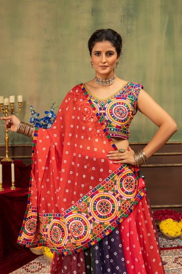 Premium Multi Color Bandhani Lehenga Choli With Designer Embroidered Blouse
