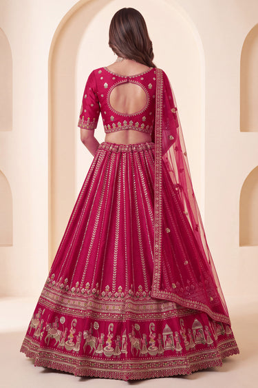 Magenta Premium Silk Bridal Unstitched Lehenga Choli