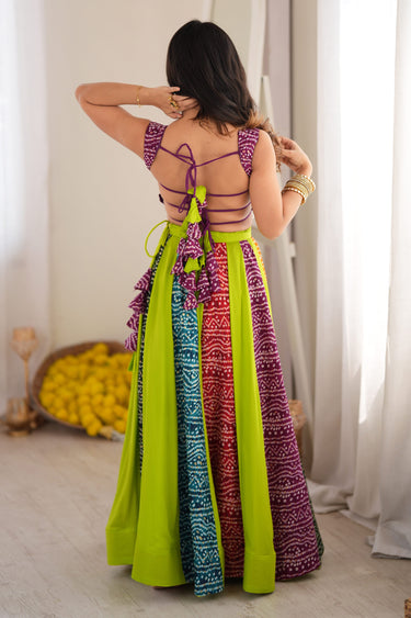 Designer Multi Color Bandhani Lehenga With Fancy Blouse