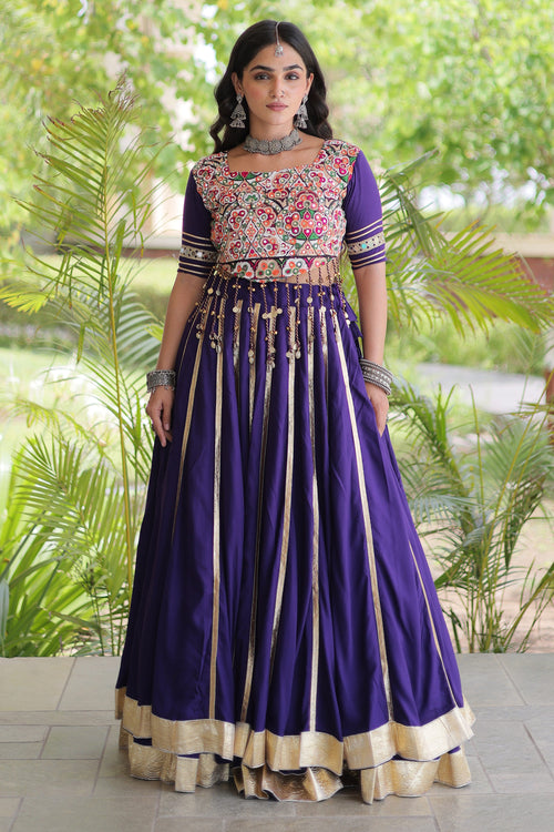 Vintage Purple Rayon Traditional Chaniya Choli