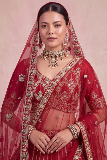 Silk Bridal Lehenga With Semi Stitched Blouse And Soft Net Double Dupatta
