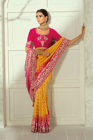Grace Yellow Pure Georgette Designer Bridal Saree