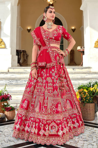 Red Elegant Premium Silk Designer Bridal Lehenga Choli