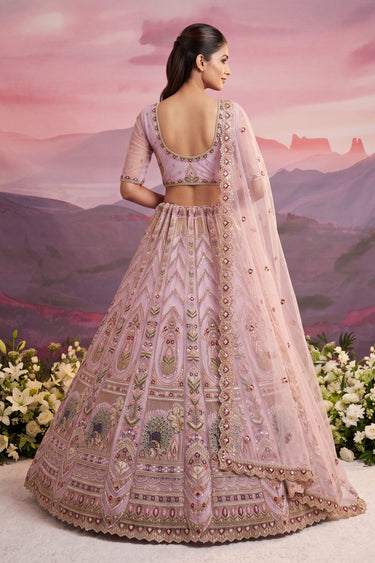 Luxury Pink Embroidered Designer Wedding Lehenga Choli