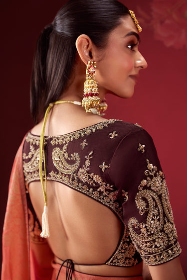 Chic Wine Soft Silk Sangeet Wear Saree