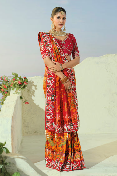 Luxurious Orange Pure Silk Patan Patola Heavy Handwork Saree
