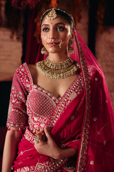 Graceful Rani Silk Heavy Handwork Wedding Lehenga Choli With Viscose Net Dupatta