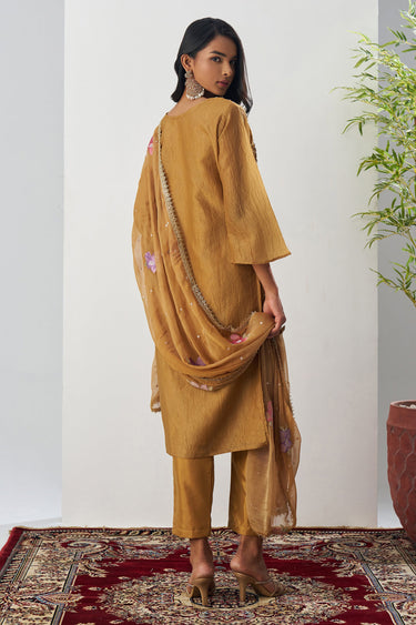 Brown Fancy Fabric Embroidered Readymade Designer Salwar Kameez