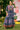 Navratri Special Navy Blue Print Cotton Readymade Shrug With Bottom Set