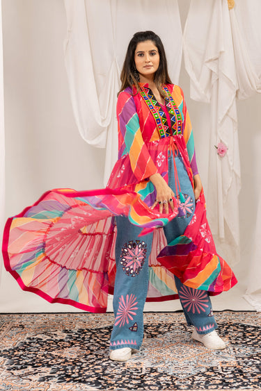 Womens Multi Color Printed Festive Wear Indo Western
