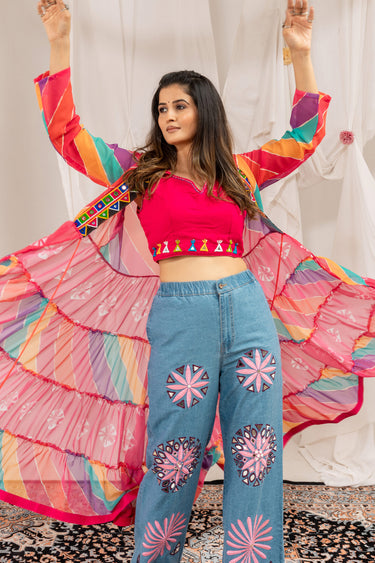 Womens Multi Color Printed Festive Wear Indo Western