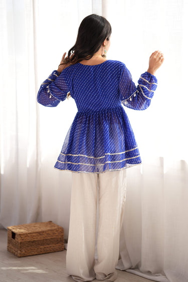 Traditional Blue Embroidered Faux Georgette Readymade Navratri Kediya
