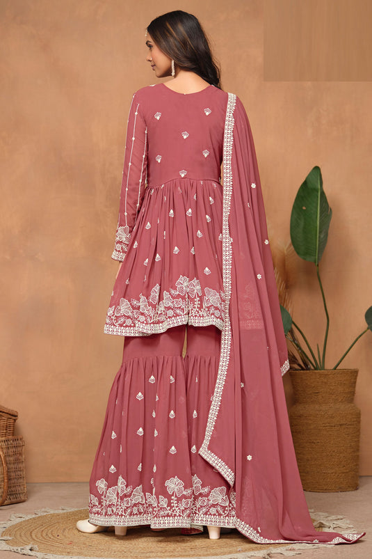 Peach Color Function Wear Beautiful Georgette Sharara Suit