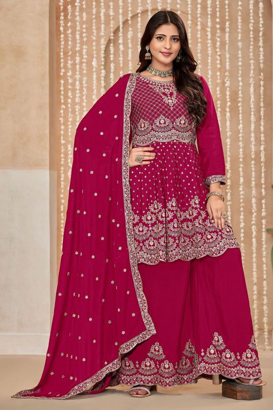 Chinon Fabric Rani Color Function Wear Winsome Palazzo Suit