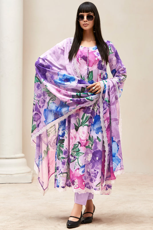 Alluring Linen Fabric Multi Color Digital Printed Salwar Suit