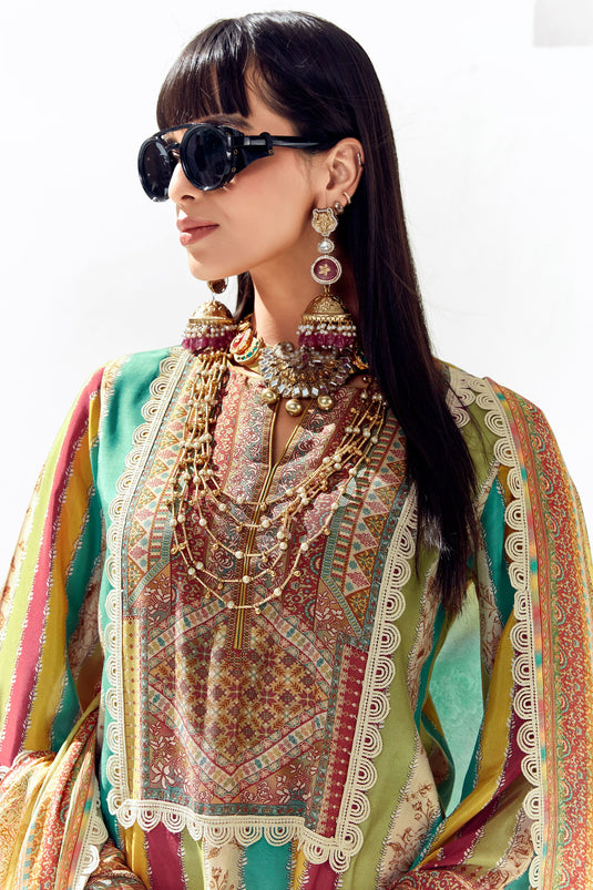 Incredible Printed Multi Color Cotton Salwar Suit